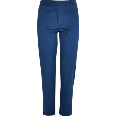 Blue cropped skinny trousers